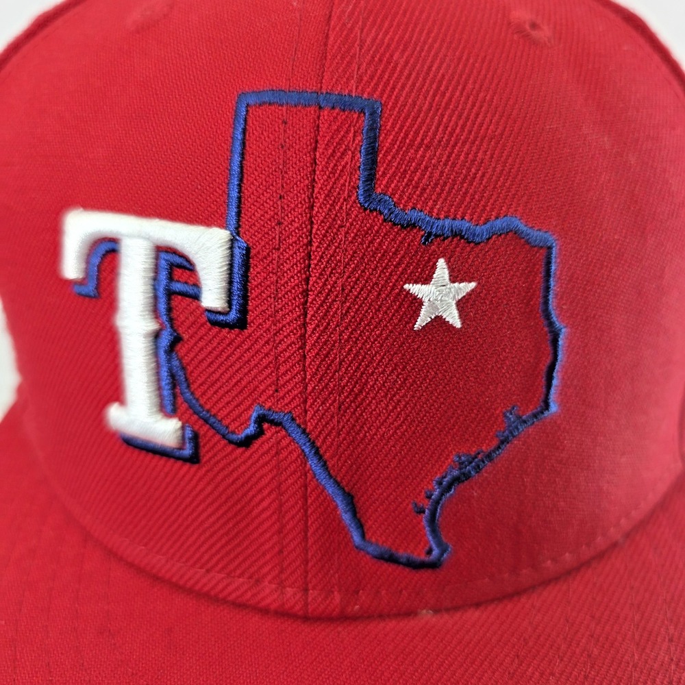 Texas Rangers Red Snapback Hat Texas State Outline Adult Size 8, MLB New Era 59 - Picture 2 of 12